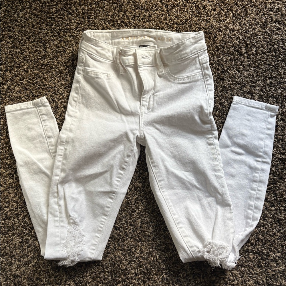 American Eagle Outfitters White Skinny Jeans Mid-Rise Stretch